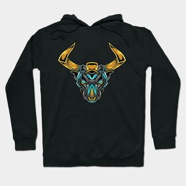 ornament green bull head Hoodie by mrasyidkvec